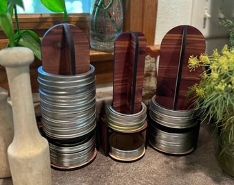 Wooden Mason Jar Lid and Ring Organizer: Rustic Canning Storage
