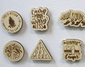 Camping Magnets Wooden | Fridge Magnets | Peak Magnetic | Hiking Gift