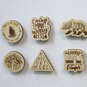 Camping Magnets Wooden | Fridge Magnets | Peak Magnetic | Hiking Gift