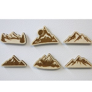 Mountain Range Magnets Wooden | Fridge Magnets | Peak Magnetic | Hiking Gift