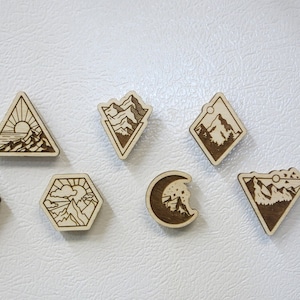 Abenteuer Berg Magnete Aus Holz | Kühlschrankmagnete | Spitze Magnetisch | Wandern Geschenk