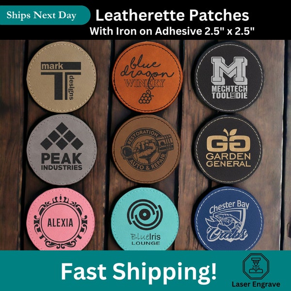 Blank Leatherette Patch Circle 2.5"x2.5"  With Heat Adhesive,  Blank Laser Supplies,
