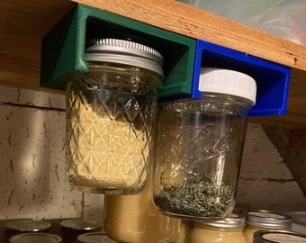 Mason Jar Hanging Holders - Brackets for Regular Mouth & Wide Mouth Mason Jars - Kitchen Pantry Jar Organization