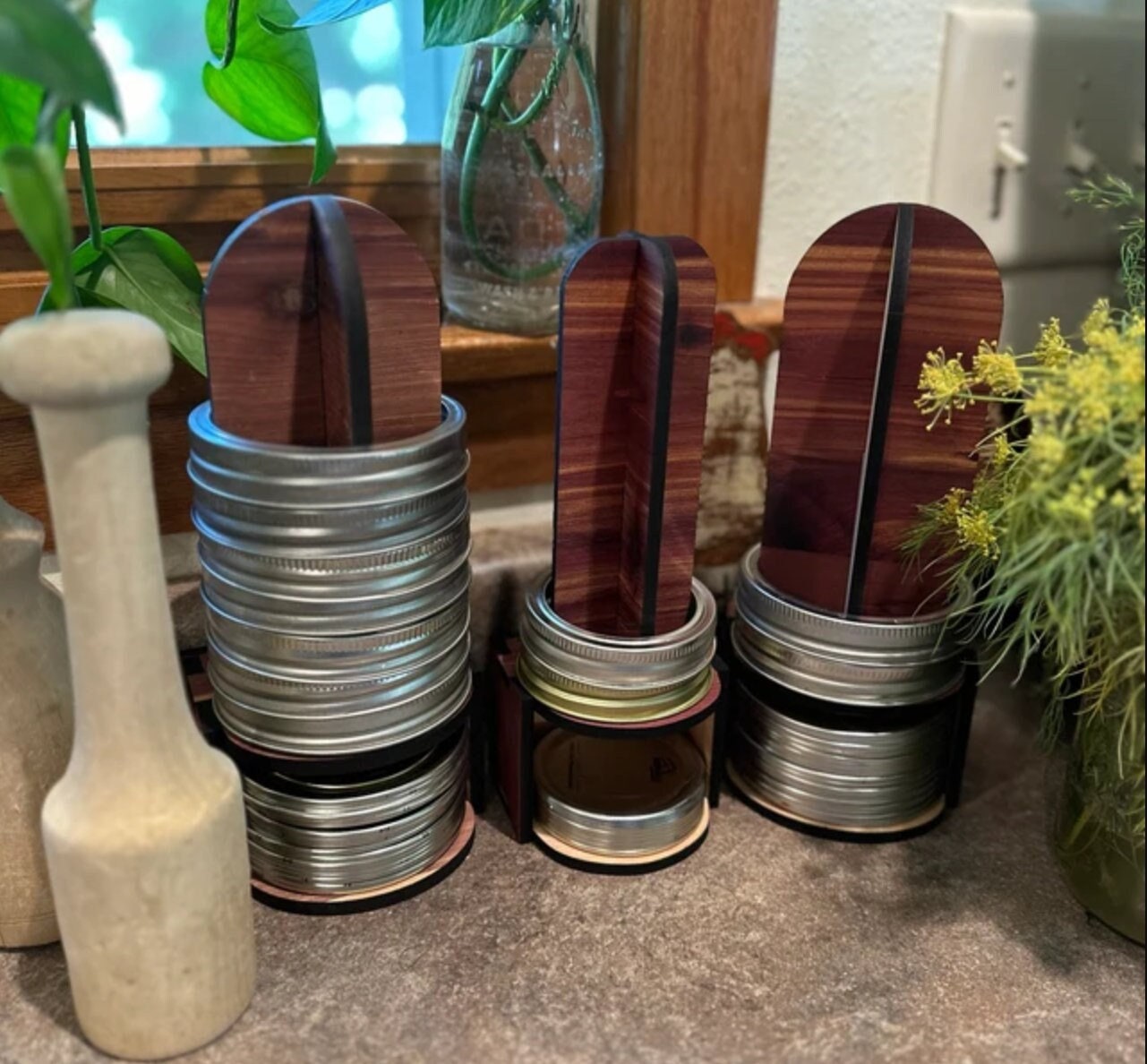 Wooden Mason Jar Lid and Ring Organizer: Rustic Canning