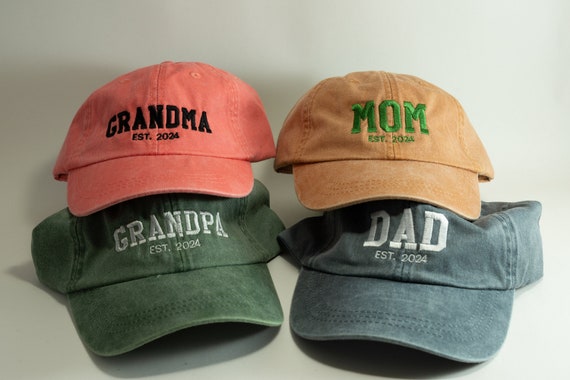 Cappello personalizzato RICAMATO per nonni, regalo per la festa della mamma e del papà, data personalizzata, regalo di coppia ricamato per nonna e nonno in arrivo - Italia