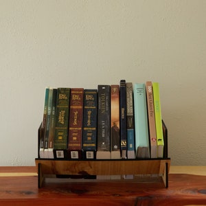 Table Top Book shelf, Free Standing Bookcase, Home Office decor, Small Book Case, book display, Tilted Bookshelf image 2