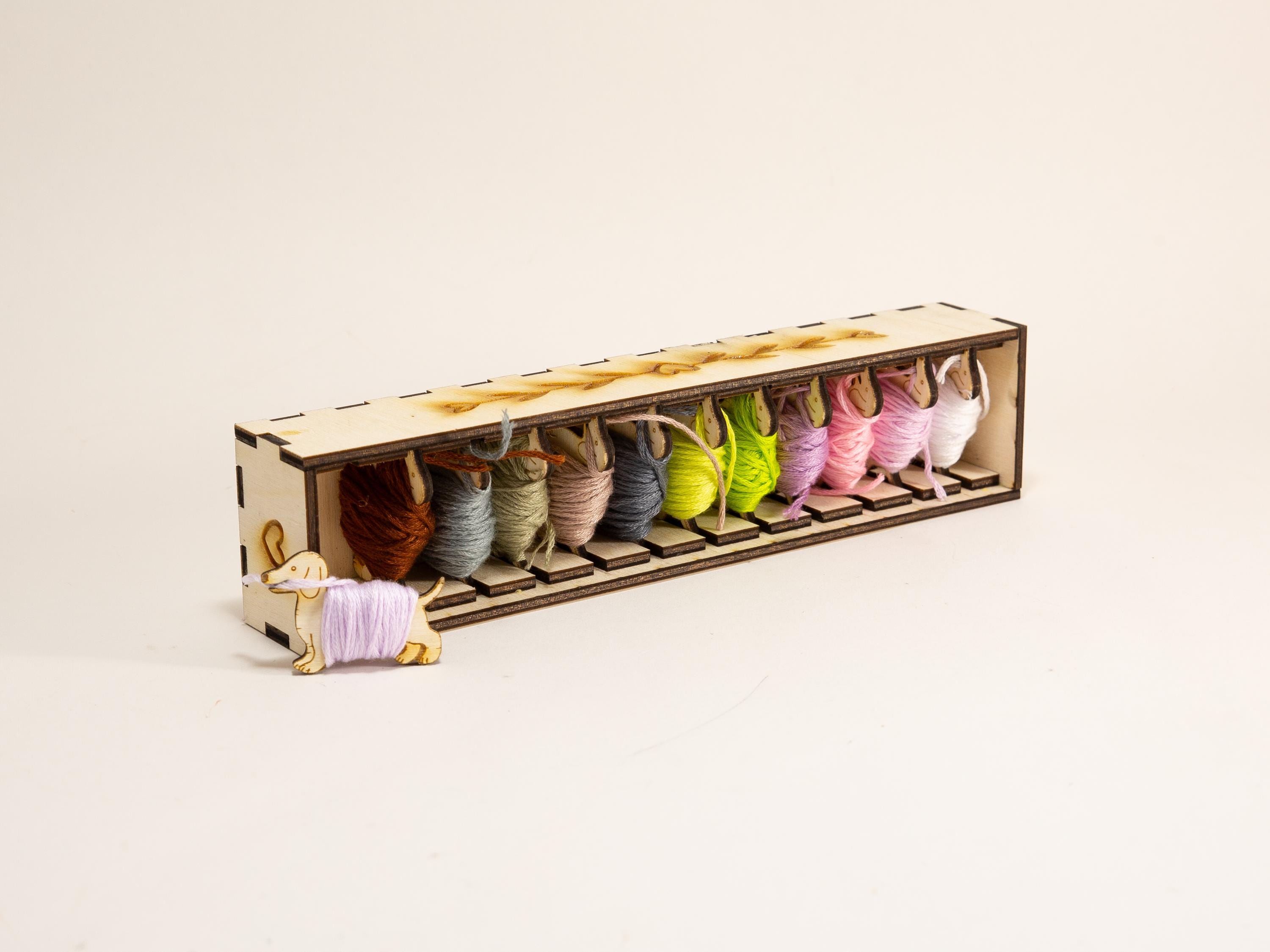 Dog Thread Bobbin Holder Box | Embroidery Floss Organizer Tray | Cross ...
