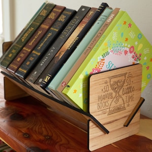 Table Top Book shelf, Free Standing Bookcase, Home Office decor, Small Book Case, book display, Tilted Bookshelf image 1