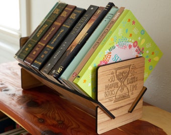 Table Top Book shelf, Free Standing Bookcase, Home Office decor, Small Book Case, book display, Tilted Bookshelf