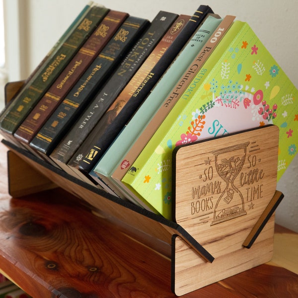 Table Top Book shelf, Free Standing Bookcase, Home Office decor, Small Book Case, book display, Tilted Bookshelf