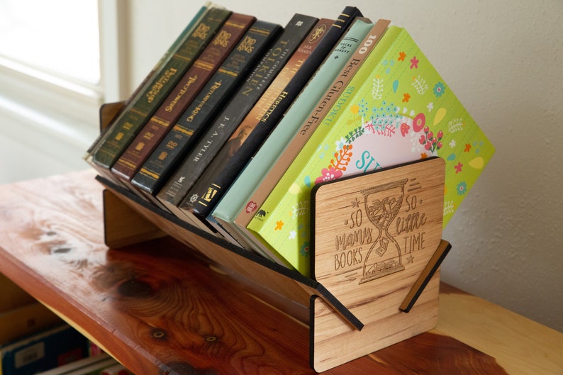 Table Top Book shelf, Free Standing Bookcase, Home Office decor, Small Book Case, book display, Tilted Bookshelf image 1