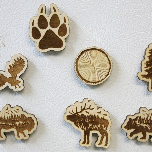 Outdoors Fridge Magnets rustic travel decor, gift mountain, Animal art, Hiking gift, acorn tree nature, adventure party favors