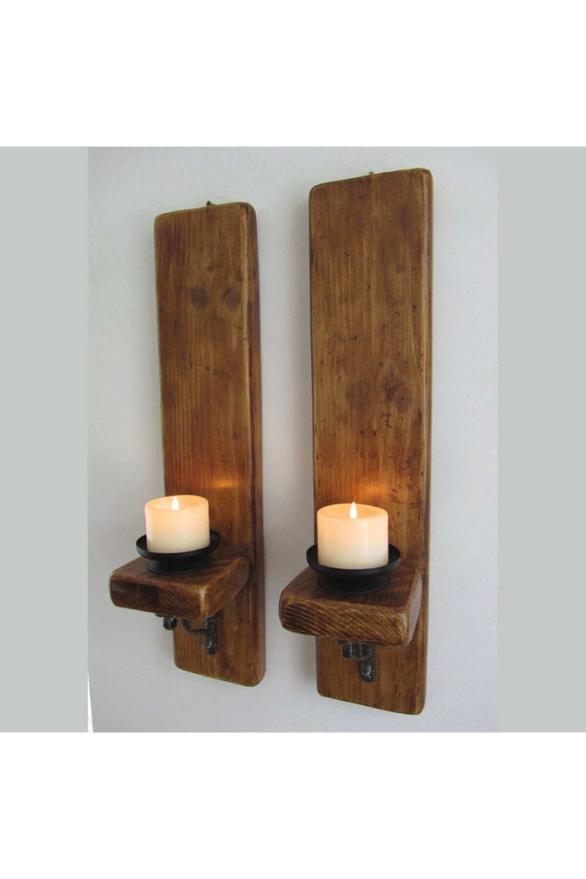 Wall Candle Holder Wood Display Shelf Massive Wood Etsy
