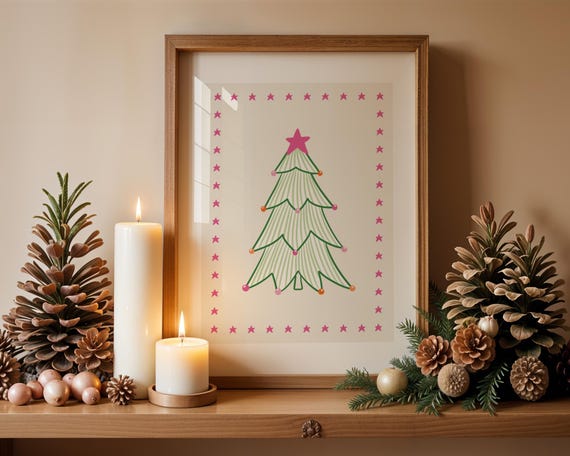 Christmas Tree Wall Art Print, Christmas Decor, Xmas Wall Art