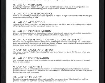 The 12 Universal Laws framed poster / Divine Affirmation / Positive Selfcare / Spirituality / Manifestation wall art