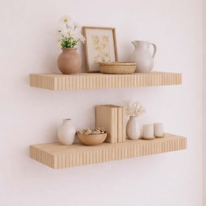 Straight Edge Fluted Floating Shelf | Mid Century Modern Shelving