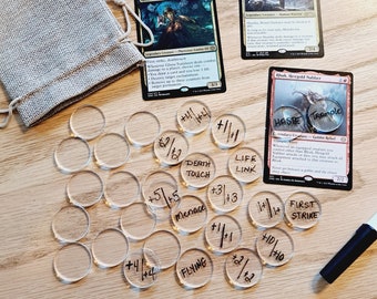 Dry Erase MTG Keywords, MTG Counters, MTG Gift, Magic the Gathering custom counters, , +1/+1 Counters, Mtg accessories