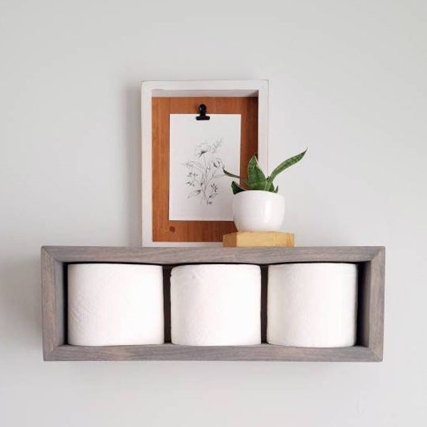 Toilet paper holder shelf, Floating plant shelf, Wall mounted toilet paper storage, Floating shelf, Kids bathroom decor