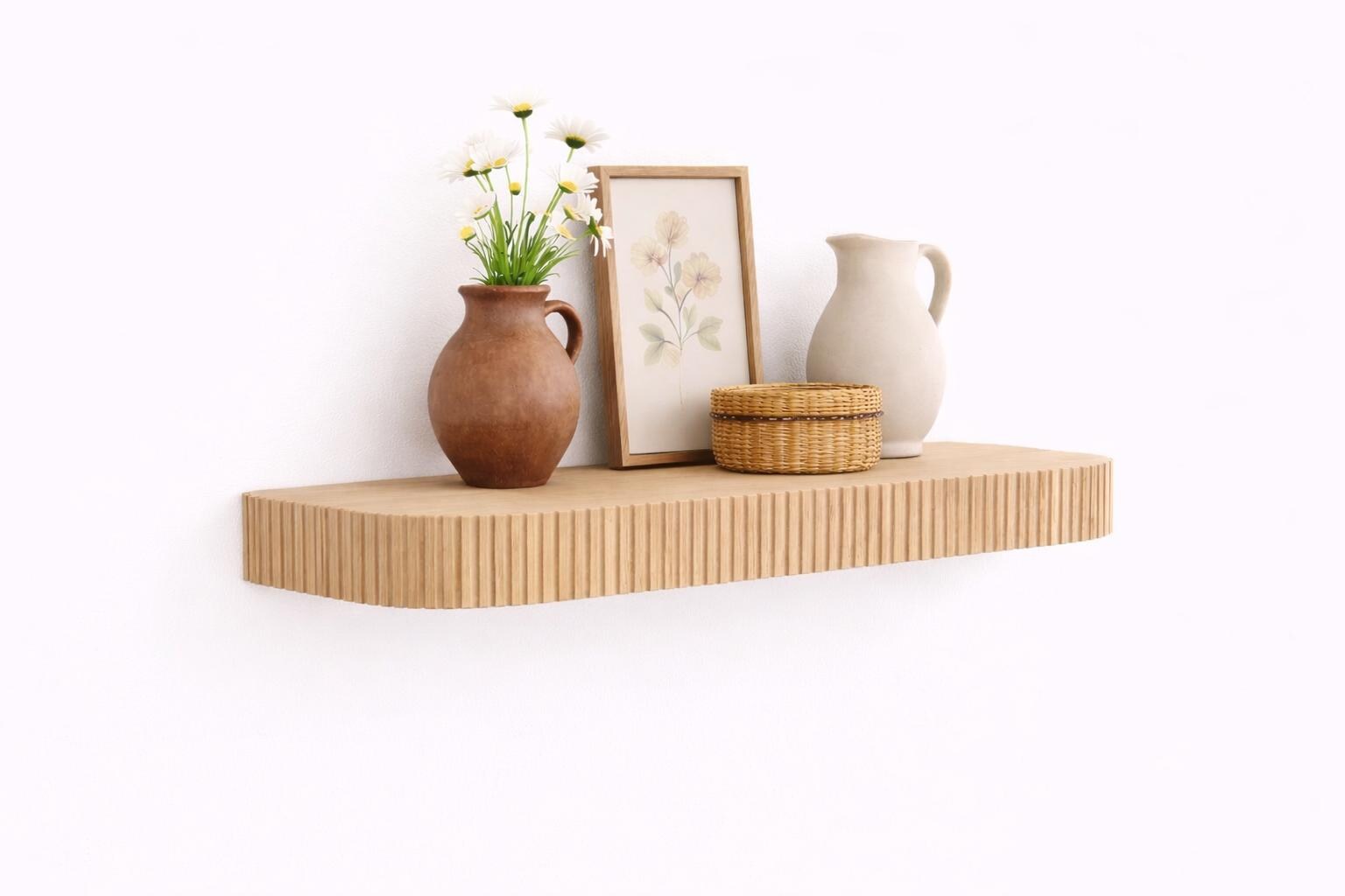 Rounded Fluted Floating Shelf | Mid Century Modern Shelving - Etsy