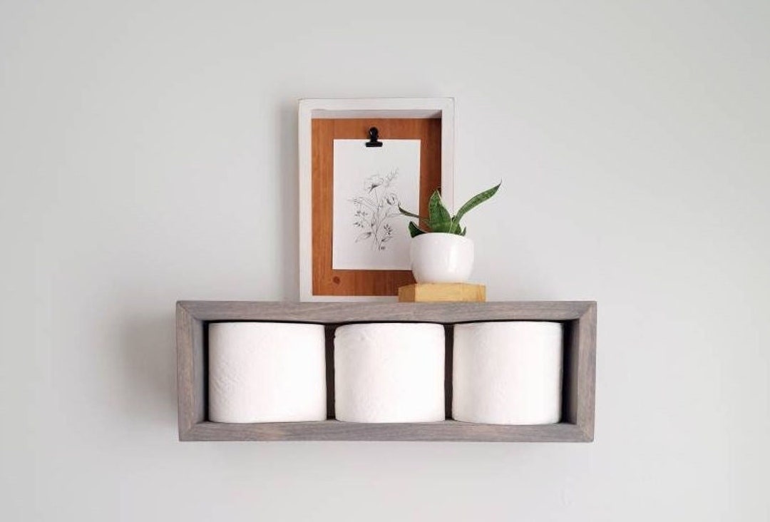 Toilet Paper Holder Shelf, Floating Plant Shelf, Wall Mounted Toilet ...