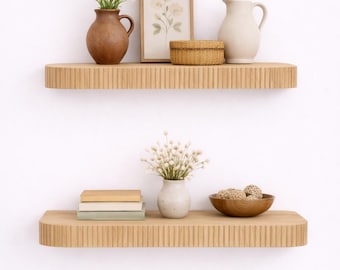 Rounded Fluted Floating Shelf | Mid Century Modern Shelving