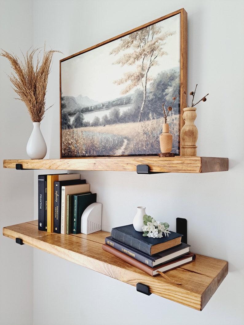 Floating shelves Modern Kitchen Shelves Rustic floating shelf with black industrial brackets Laundry Room Shelves Bathroom Shelves image 3