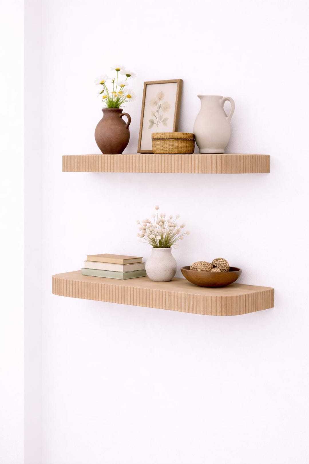 Rounded Fluted Floating Shelf | Mid Century Modern Shelving - Etsy