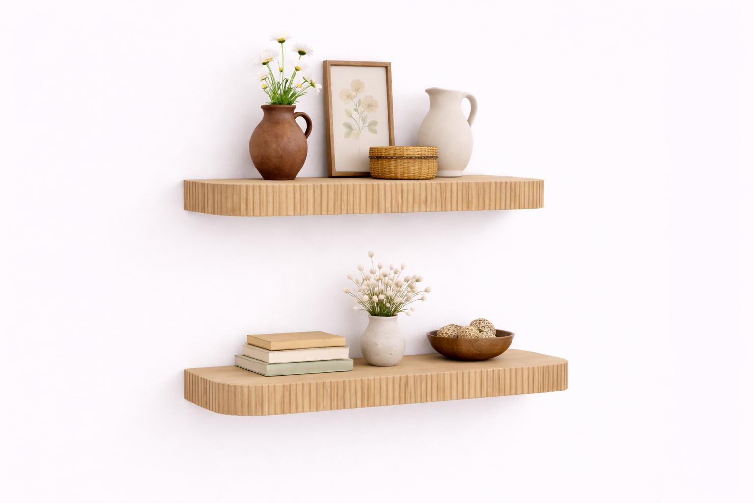 Rounded Fluted Floating Shelf | Mid Century Modern Shelving - Etsy