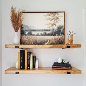 Floating shelves Modern Kitchen Shelves Rustic floating shelf with black industrial brackets Laundry Room Shelves Bathroom Shelves image 5