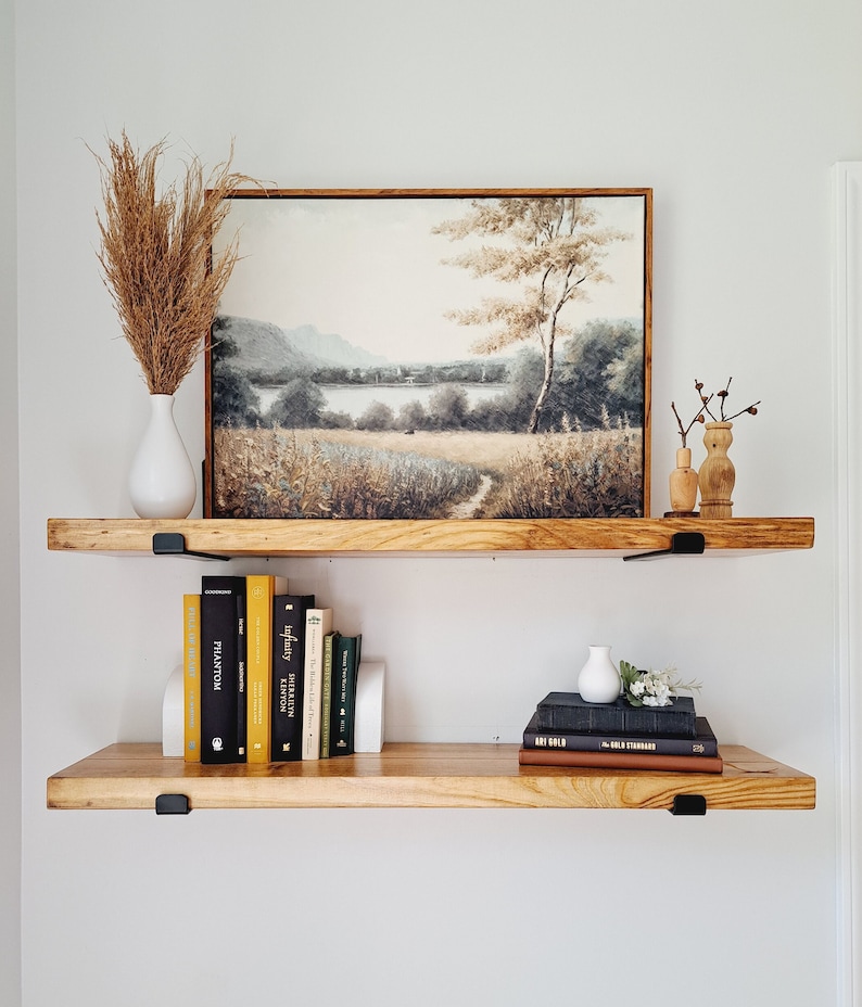 Floating shelves Modern Kitchen Shelves Rustic floating shelf with black industrial brackets Laundry Room Shelves Bathroom Shelves image 5