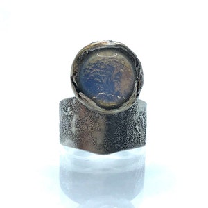 Magic ring. Silver opalite big ring. Handmade. Unique ring.
