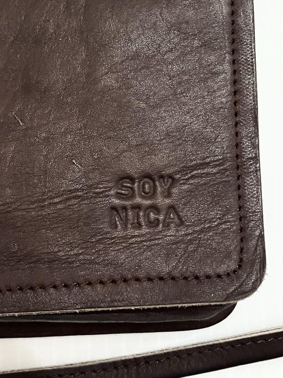 Vintage Leather Crossbody Bag – Color Block Patch… - image 6