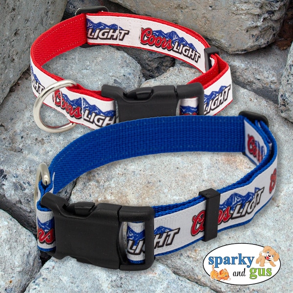 Beer Dog Collar | Light Beer Inspired Dog Collar | 3/4" or 1" Adjustable Collar for Medium/Large Dog | Beer Logo Dog Collar