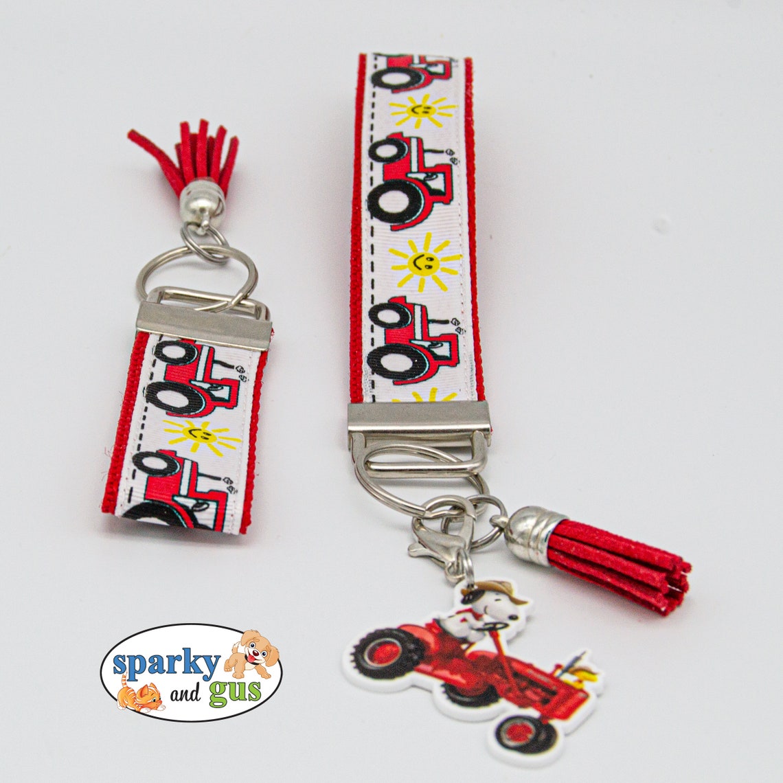 Red Tractors Keychain with Tassel Comes with Planar Resin Etsy
