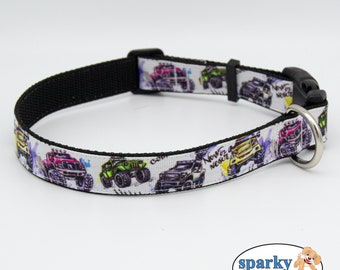 Off-Road Truck Print Dog Collar: Adjustable Large Breed Collar
