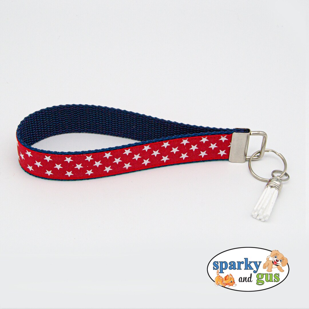 Patriotic Keychain With Charm, Tassel: Stars on Red Key Fob - Etsy