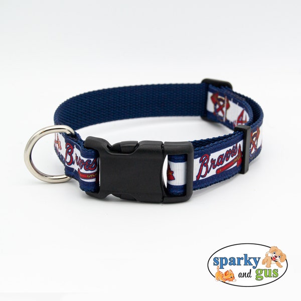 Baseball Dog Collar | Atlanta Braves MLB Inspired Dog Collar | 3/4" or 1" Adjustable Collar fits Most Dogs | Baseball Team Dog Collar | Gift