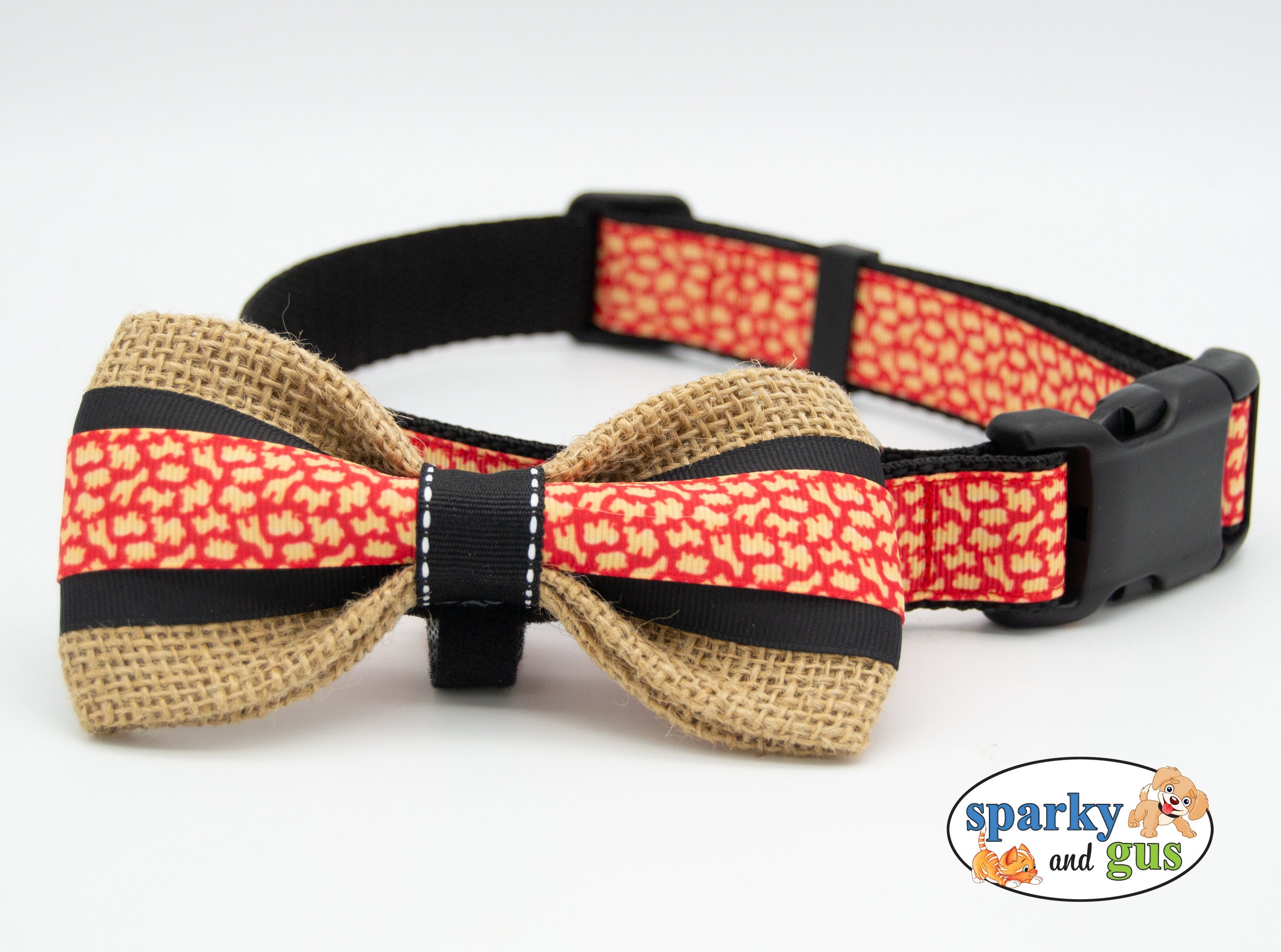 Animal Crackers Dog Bowtie | M/L Bowtie | 1" Collar in S/M/L made to match and available in separate listing | Matching Leash