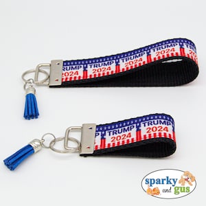 Trump 2024 Keychain with Tassel | Trump 2024 Key Fob | Regular or Mini Fob | President Donald Trump Keychain | Matching Charm Included