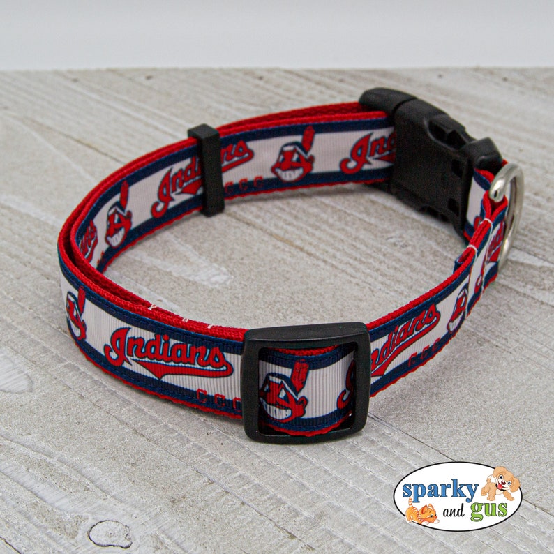 Baseball Dog Collar Cleveland Indians MLB Inspired Dog Etsy