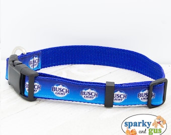 Busch Light Beer Collar | Beer Inspired Dog Collar | 1" Adjustable Collar for Medium/Large Dog | Beer Logo Dog Collar