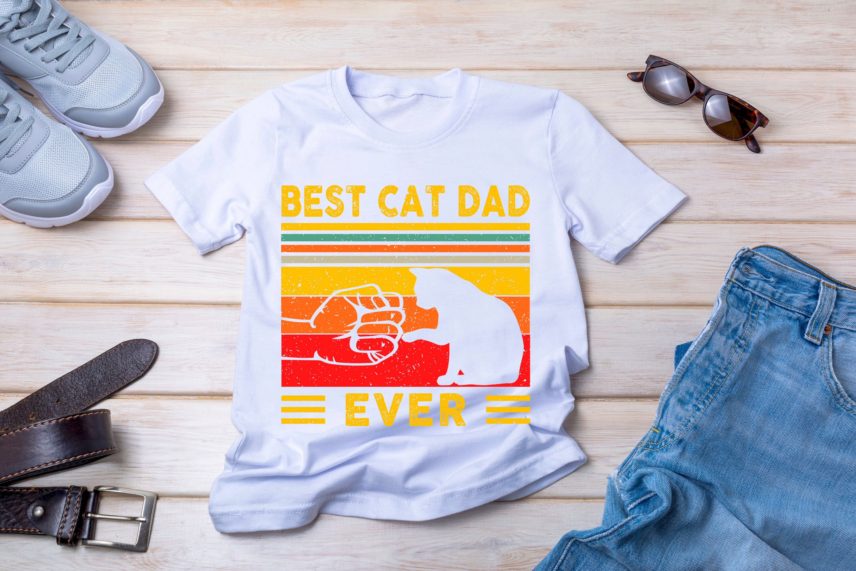 Best Cat Dad Ever TShirt Funny Cat Dad Father Vintage Etsy