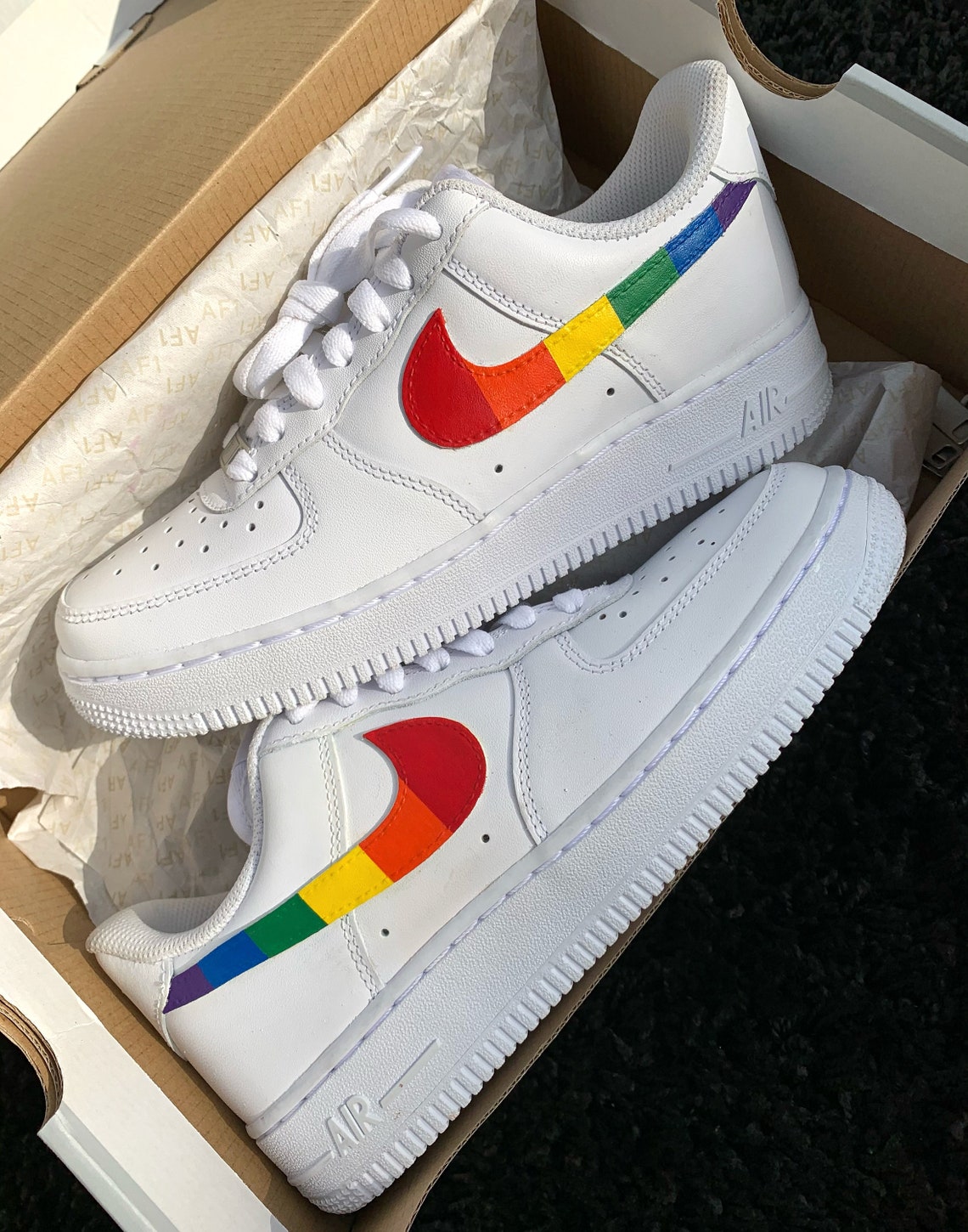 Rainbow Air Force 1 Pride Swoosh Custom | Etsy