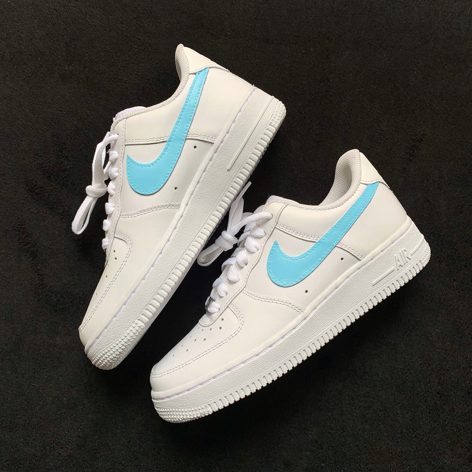 tan and baby blue air force ones