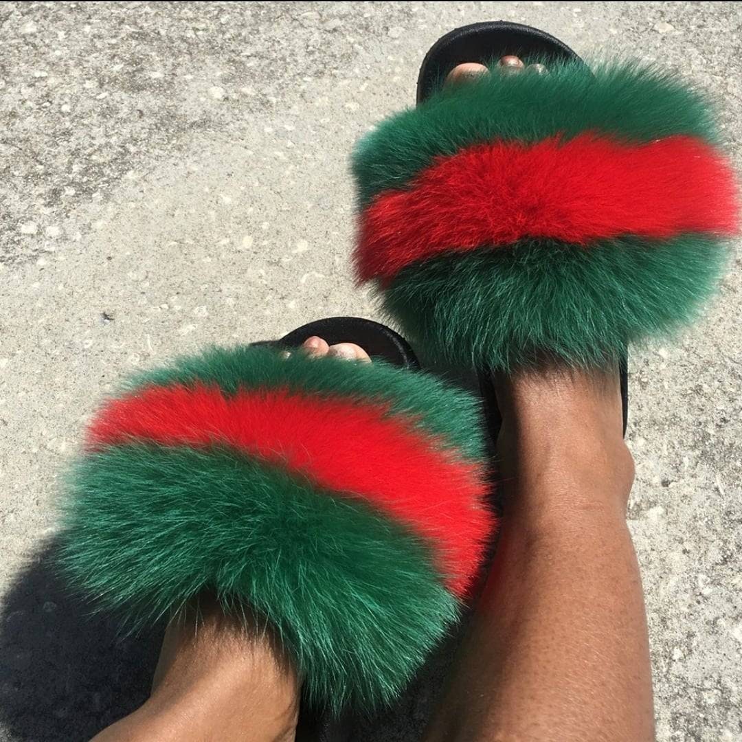 Pink Louis Vuitton Fur Slides