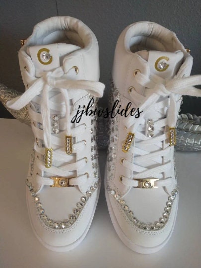 Guess White Leather Sparkly Sneakers Size 8 - $30 - From Diana