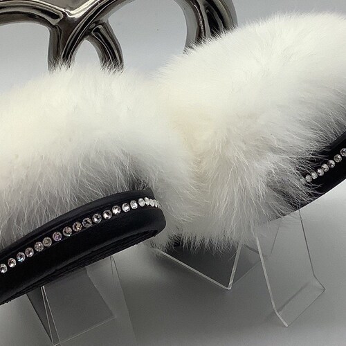 Bride slippers | Wedding slipper Slides | shops White fur with Crystals | Bridal Slippers | Bachelorette Party | Rhinestone