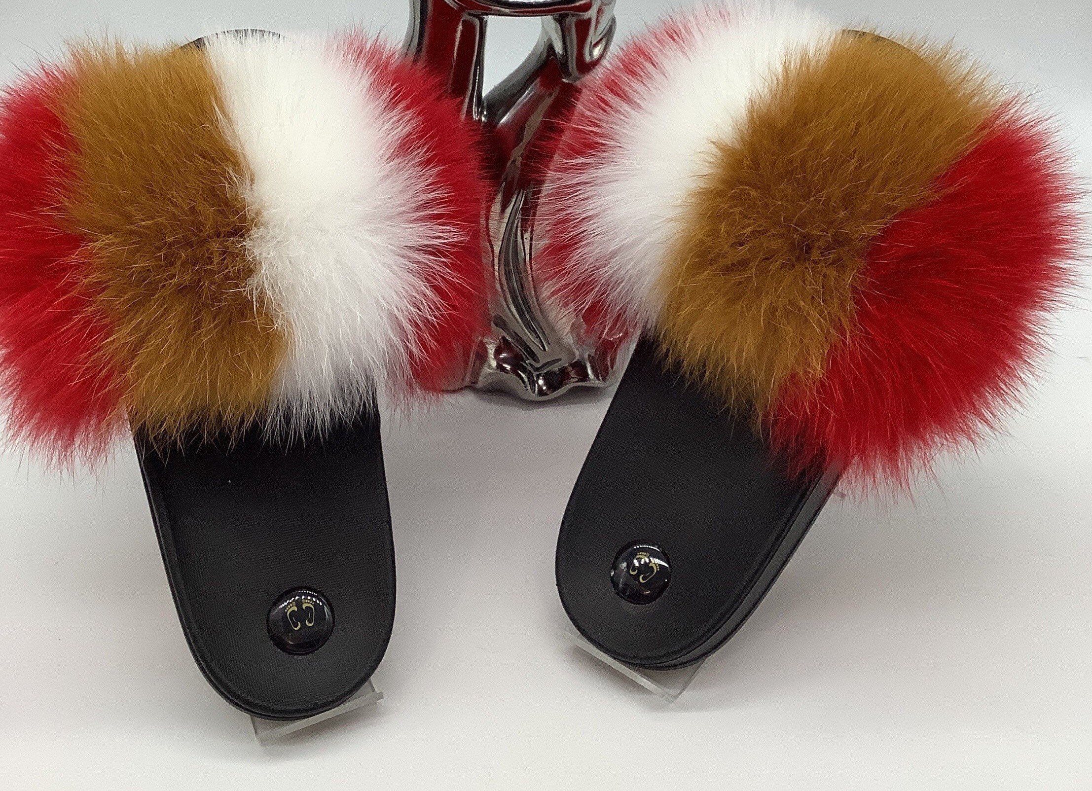 red and white fur slides