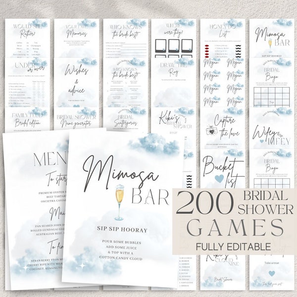 On Cloud Nine Bridal Shower Bundle | The Bride is On Cloud Nine | Bridal Shower Games | Cloud Nine Bridal Shower | Cloud 9 Invitation