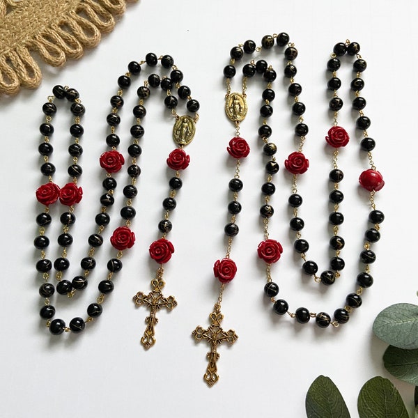 Black and Roses "Little Flower" Rosary